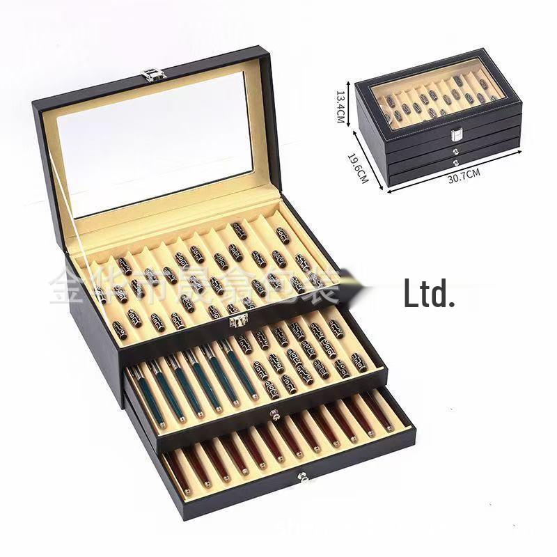 Кожаный ящик Shengxi для хранения и демонстрации перьевых ручек со световым люком