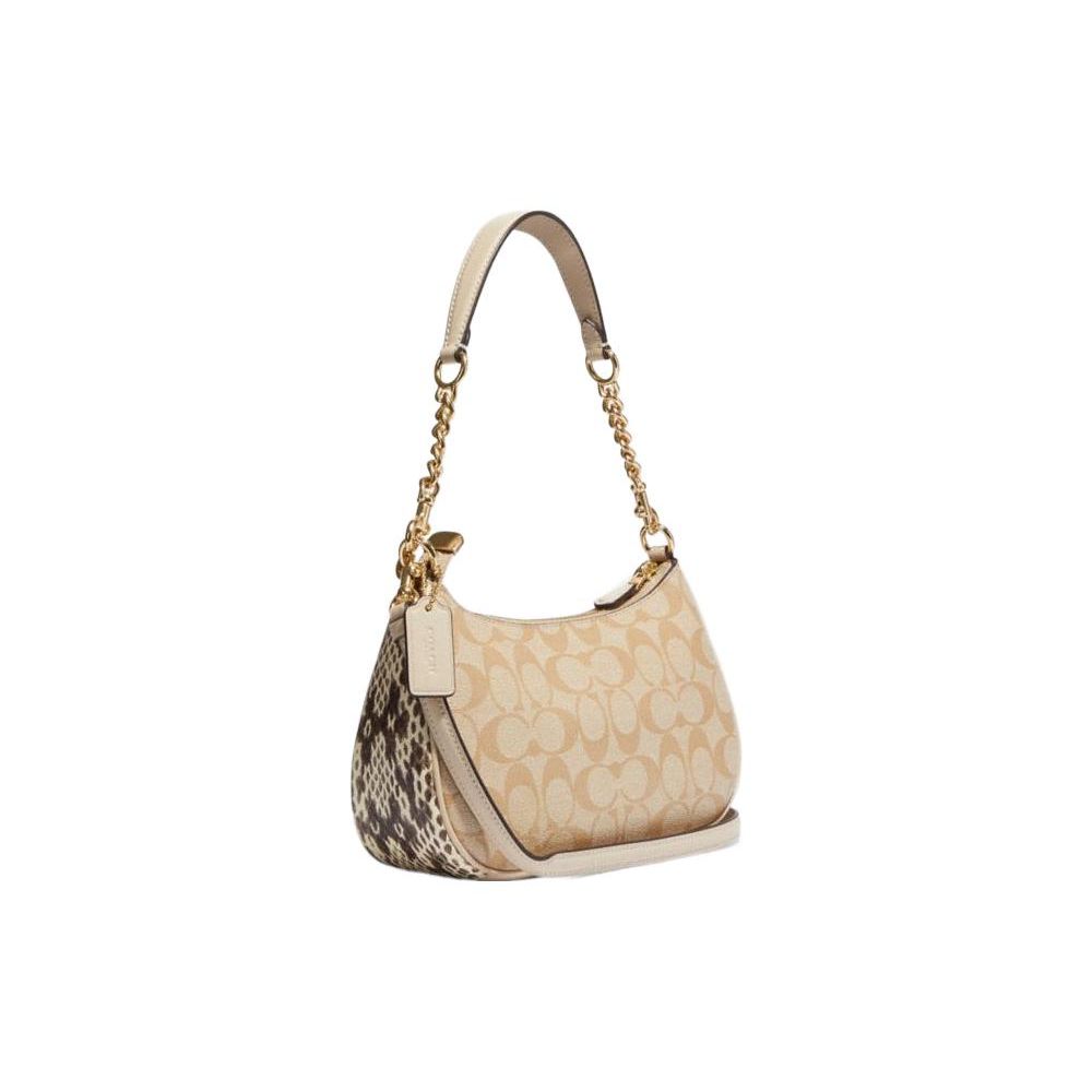 Coach Teri 25 Классическая сумка через плечо из ПВХ с монограммой Женская сумка через плечо Бежевая CC323-IMOT4