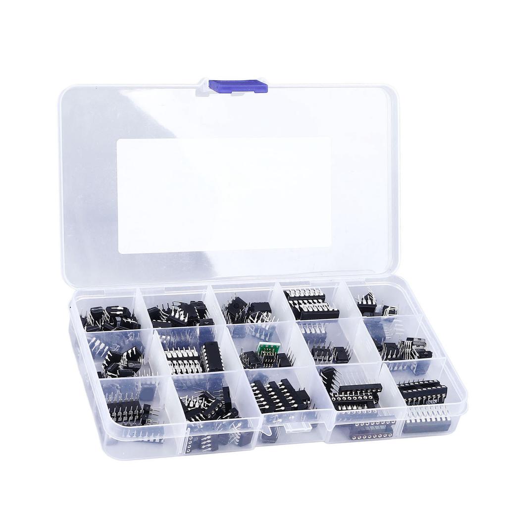 150 шт. 10 типов микросхем, микросхемы с плоскими выводами в ассортименте, набор адаптеров для сокетов микросхем