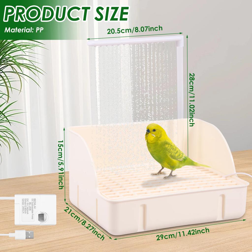 Automatic Pet Bird Bathtub Enduring Parrot Bath with 360 Degree Rotating Shower Head Splashproof pet Shower Cubicle for Cockatoo