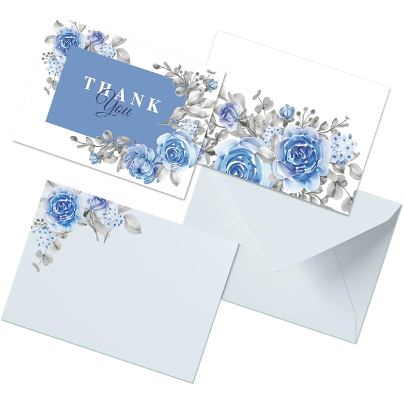 Clickedin Thank You Cards for Return Gifts, Stylish Floral Design, 48 Cards and Envelopes