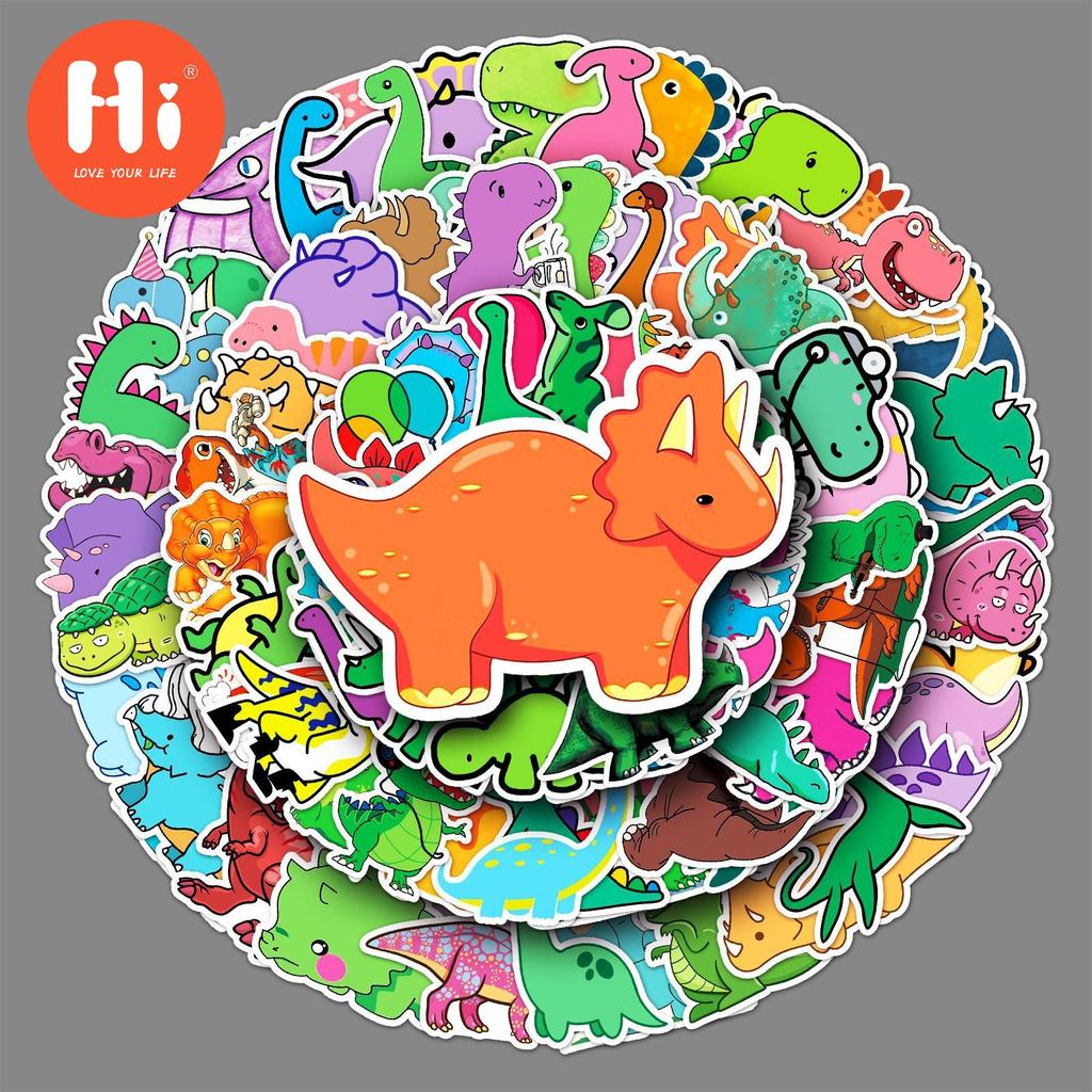 100 штук маленьких наклеек с граффити в виде динозавров, трансграничные наклейки с мультяшными животными, чехол для телефона «сделай сам», наклейки на чемодан, водонепроницаемые