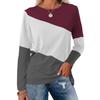 Модный топ с цветными блоками и длинными рукавами с персонализированным контрастным дизайном для женских повседневных футболок