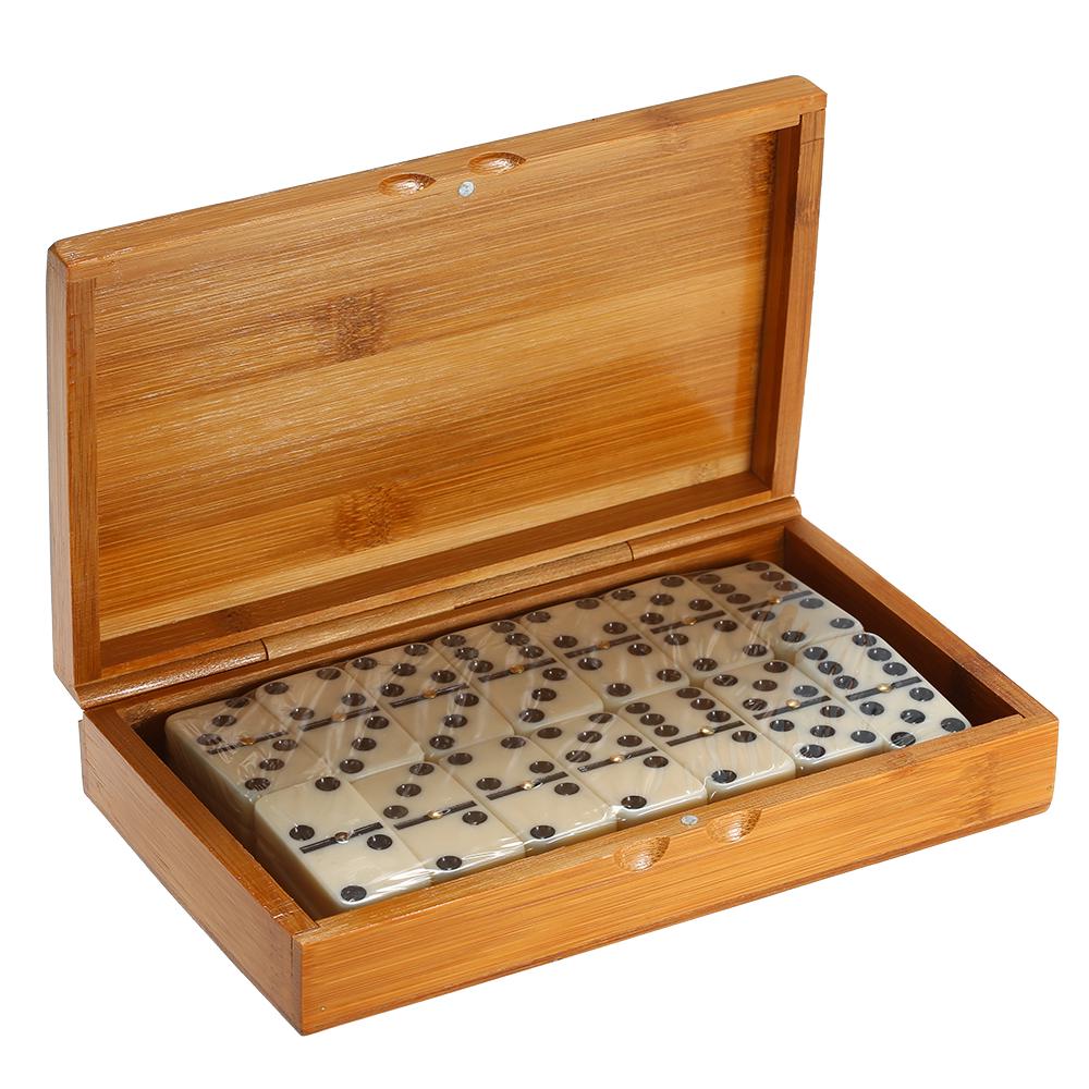 Double Six Dominoes Set Entertainment Recreational Travel Game Toy Black Dots Dominoes