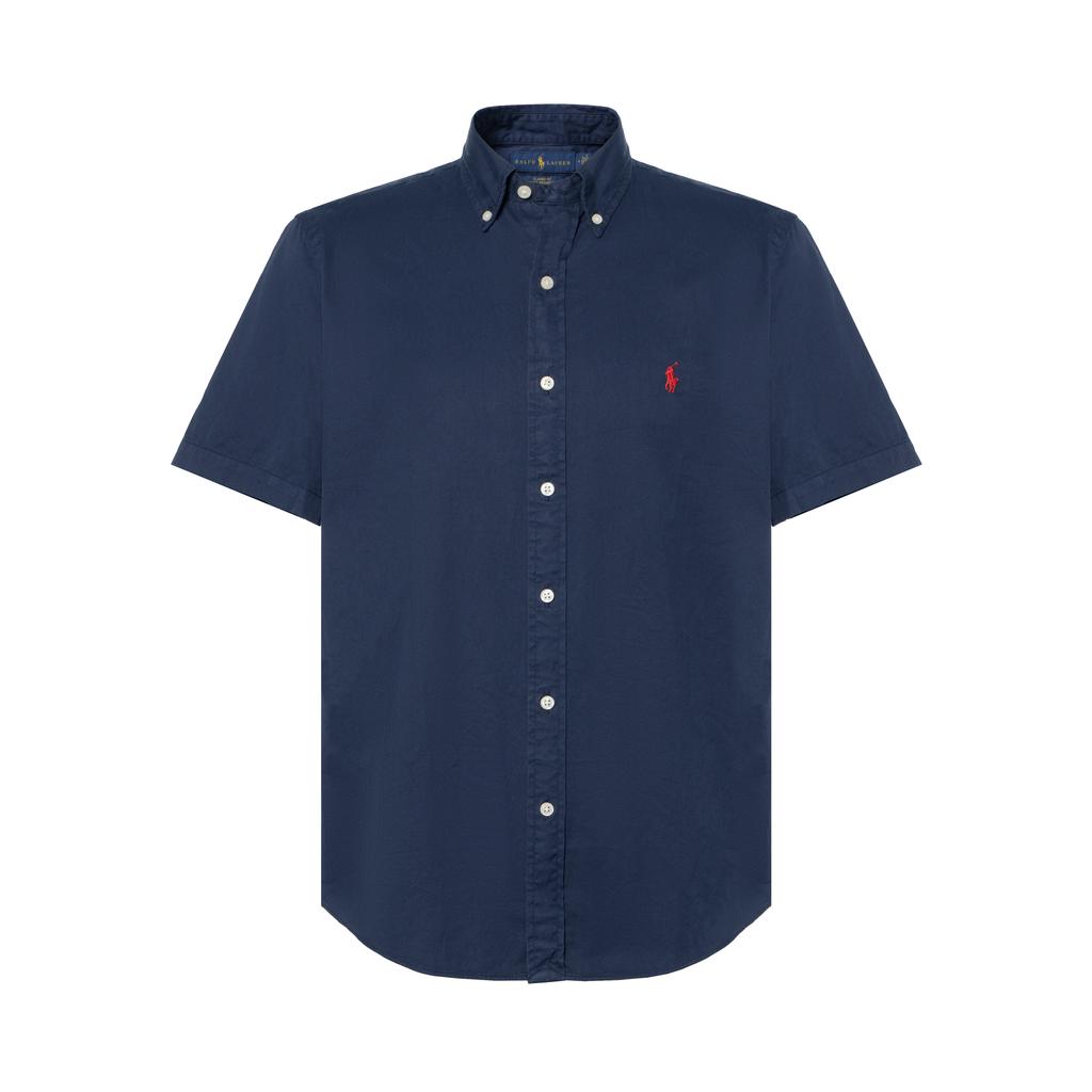 Polo Ralph Lauren Logo Pointed Collar Single-Breasted Short Sleeve Shirt Men Shirts Navy-Blue 710914495-006