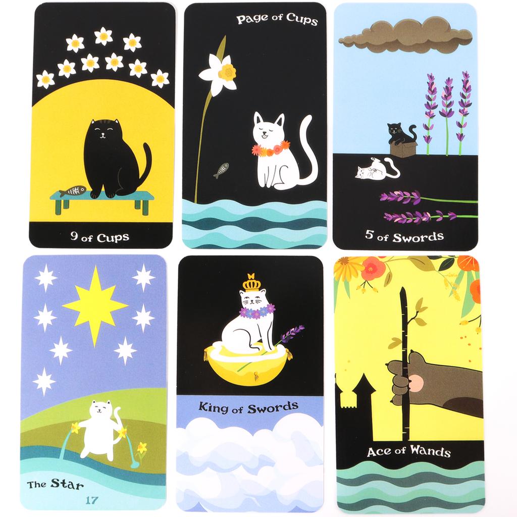 Колода Таро «Цветущий кот» 90 карт Настольная игра для отдыха и вечеринок Высококачественные карты-оракулы с предсказаниями и предсказаниями в формате PDF-путеводитель