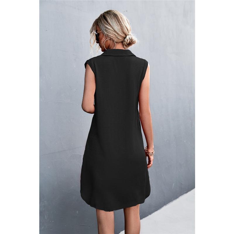 DAFIFY Женская мода лето весна однотонный принт без рукавов ПОЛО шеи свободная талия повседневные платья