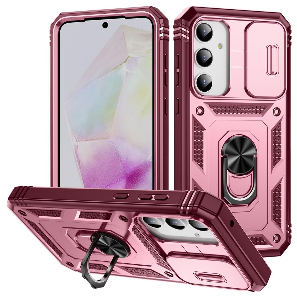 For Samsung Galaxy A35 5G Case TPU+PC Kickstand Phone Cover with Slide Lens Lid