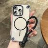 Luxury Wrist Strap Clear Color Magnetic Phone Case for iPhone 15 14 16 Plus 11 12 13 16 Pro Max Shockproof Transparent Cover