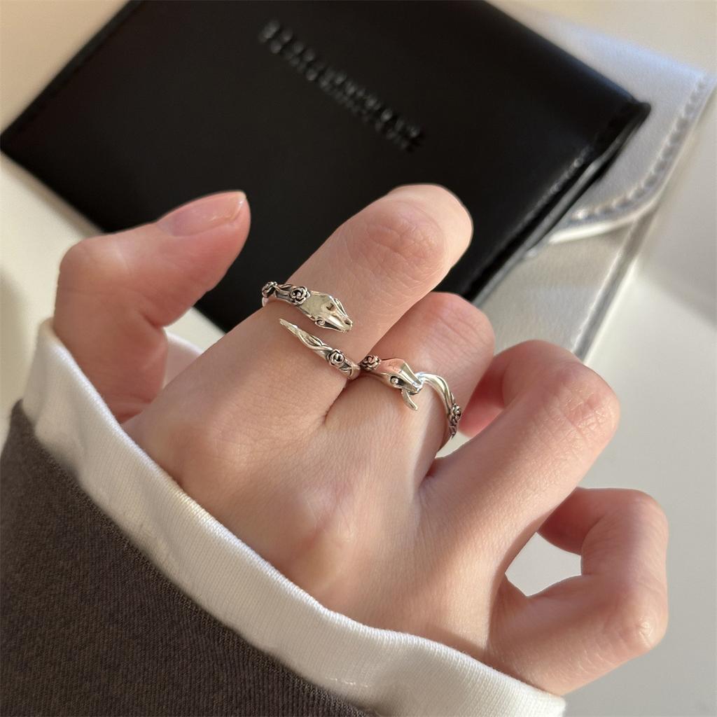 Кольцо Ouroboros Rose из стерлингового серебра 925 пробы для женщин, ретро, таинственное, высокое, холодное, указательный палец, уникальное, нишевое кольцо