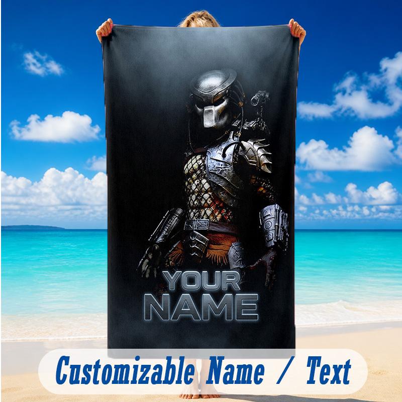 Beach Towel Custom Name Text, Quick Dry Large Towel For Beach HomePredator