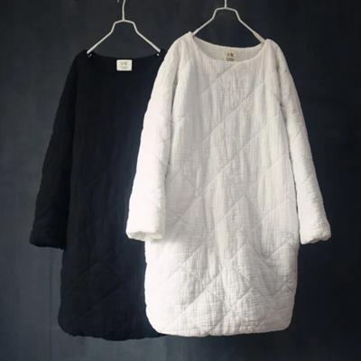 Женские пуловеры-парки, зимние однотонные пальто с круглым вырезом и длинными рукавами, хлопковые и льняные теплые женские винтажные пальто