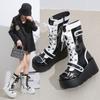 Kawaii Sweet New Gothic Platform Mid Calf Boots Women Street Autumn Wedges High Heels Punk Boots Girls Cute Cosplay Women Shoes