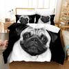 Lovely Pug Dog Animal Happy Dogs Comfortable Duvet Quilt Cover Pillowcase Bedding Set Children Bedroom Decoration Home Textile