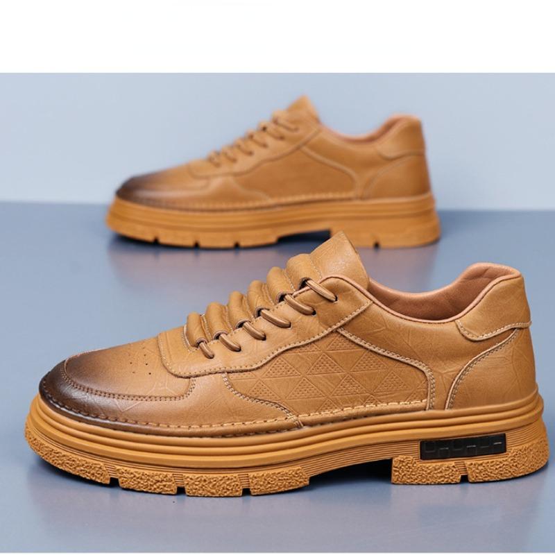 Fashion British Cow Leather Fashion Platform Sneakers for Men Spring Autumn Designer New Soft Bottom Casual Business Men's Dress Shoes