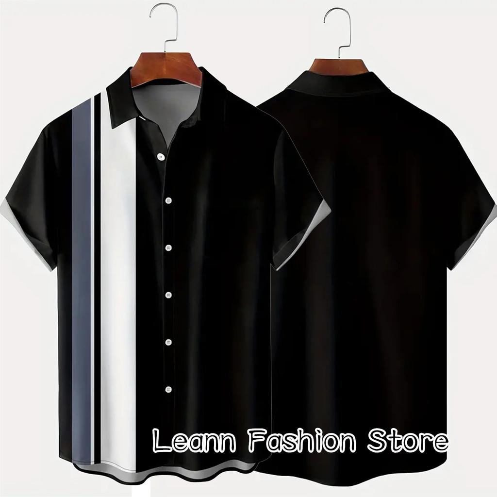 Мужская летняя рубашка с 3D-принтом в полоску с покерной символикой, повседневная пляжная одежда с коротким рукавом, мужская модная одежда для отдыха с отложным воротником