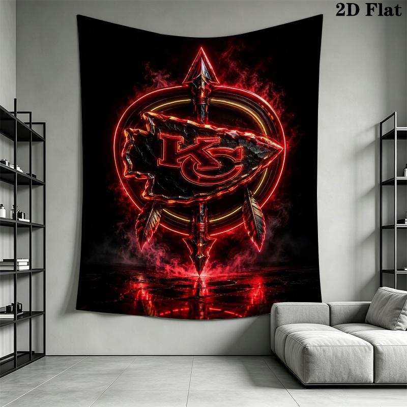 Kansas City Chiefs Wall Tapestry Aesthetic Wall Hanging Printed Fabric Blanket Decorative Tapestries for Bedroom Living Room Home Decor