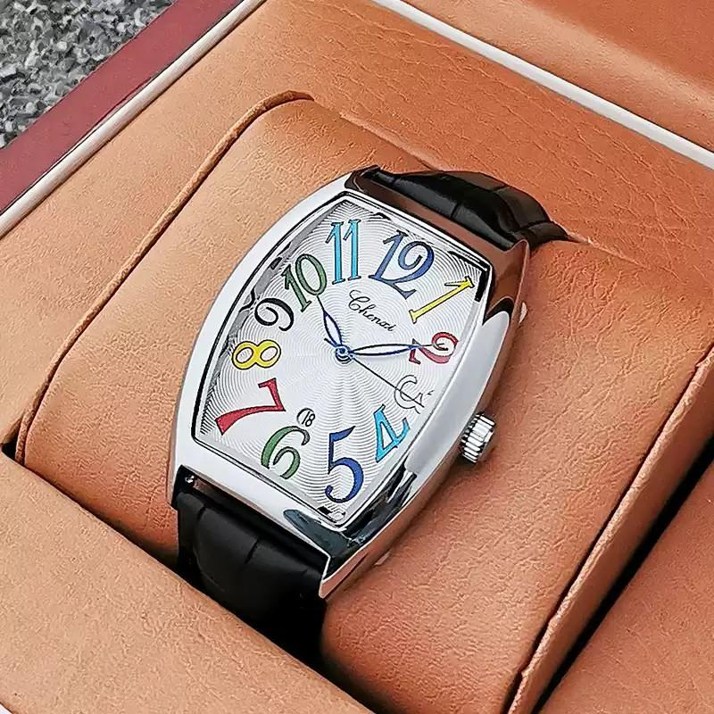 CHENXI High Quality Men's Watch Tonneau Colorful Fashion Calendar Luminous Waterproof Quartz Watches For Male Original Clock