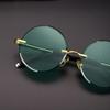Неполяризованные модные классические солнцезащитные очки без оправы для женщин и мужчин, темно-зеленые линзы, солнцезащитные очки, круглые очки, летние декоративные очки