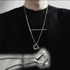 Autumn and Winter Sweater Chain Night Club Party Punk Men's Necklace Geometric Square Triangle Necklace Couple Men's and Women's Titanium Steel