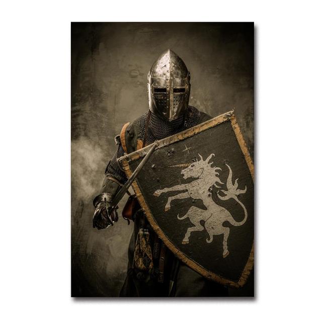 Европейский Рыцарь Плакат Украшение Картина Маслом Ретро Минимализм Средневековый Воин Спальня Гостиная Украшения Искусство