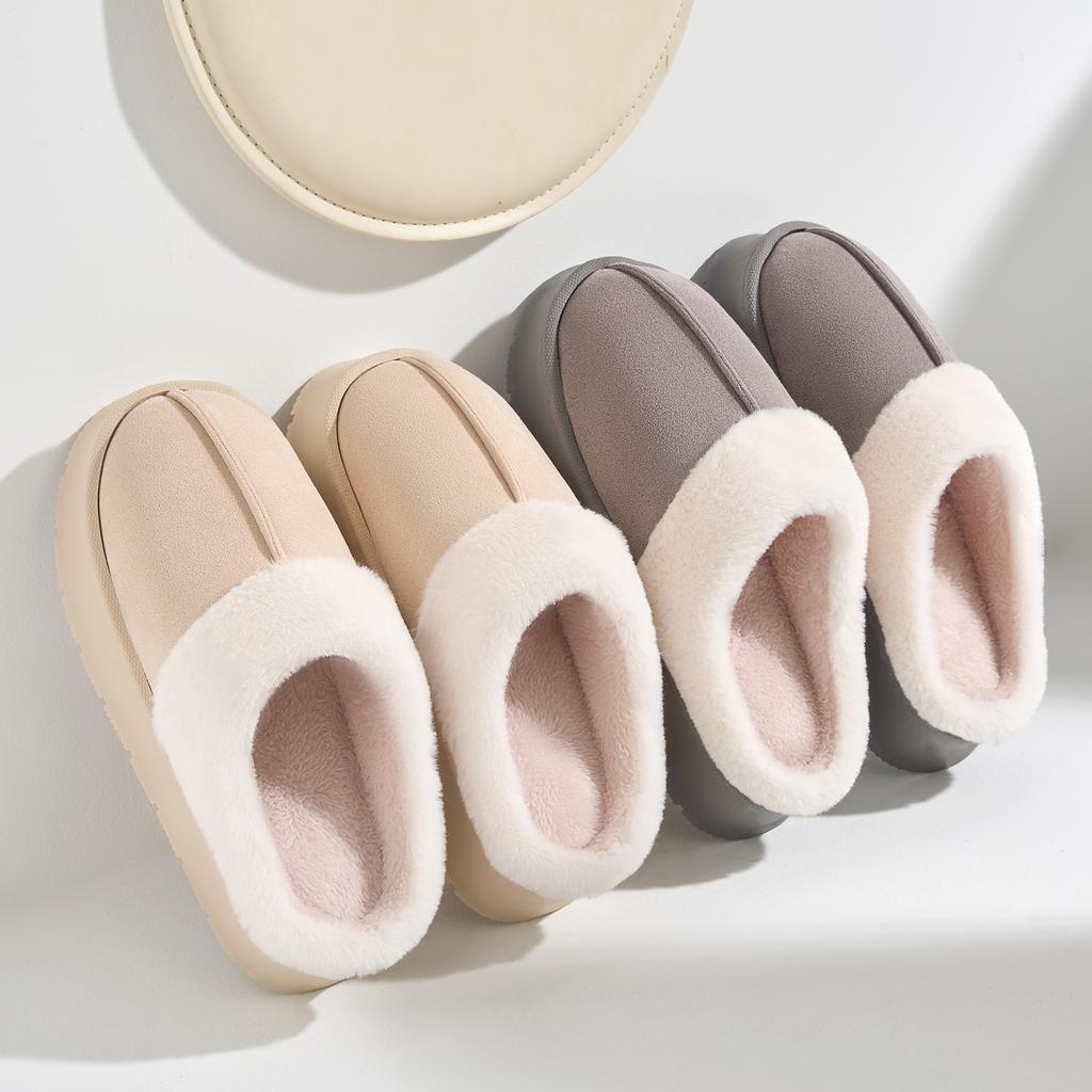 Platform Women Home Slippers Plush Warm Thick Bottom Slides Breathable Soft Non-slip Slippers Indoor Outdoor Men Casual Slippers
