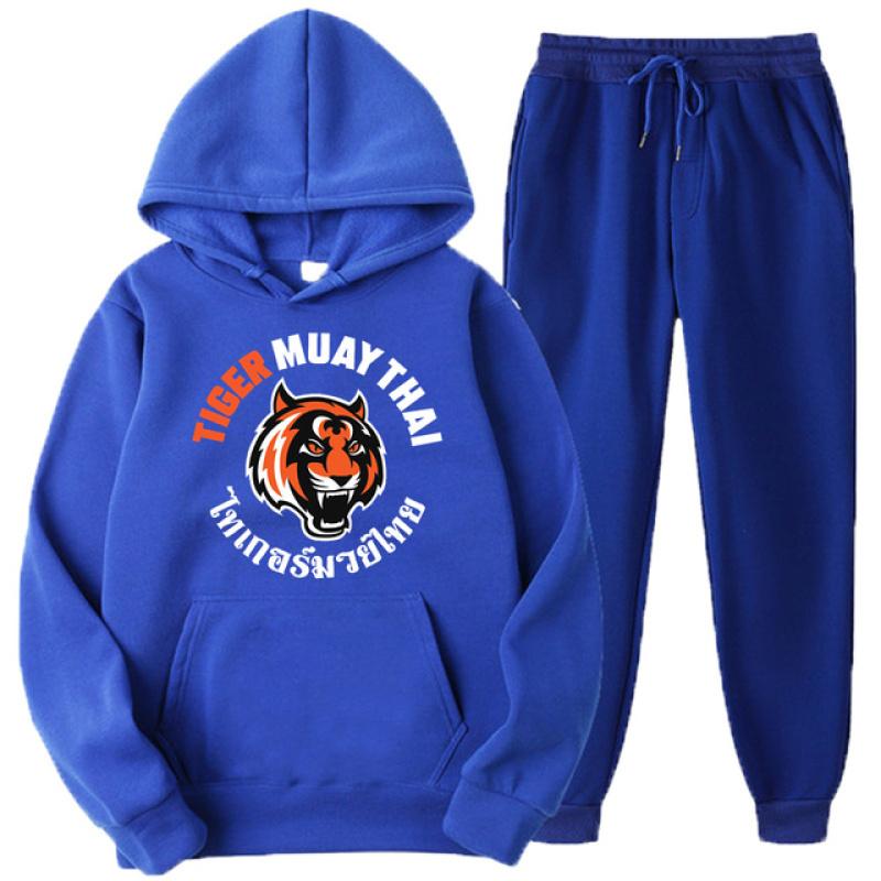 Мужской спортивный костюм с принтом Tiger Muay Thai Fighting Club, повседневная толстовка + брюки, комплекты из 2 предметов, пуловер большого размера, модная мужская одежда