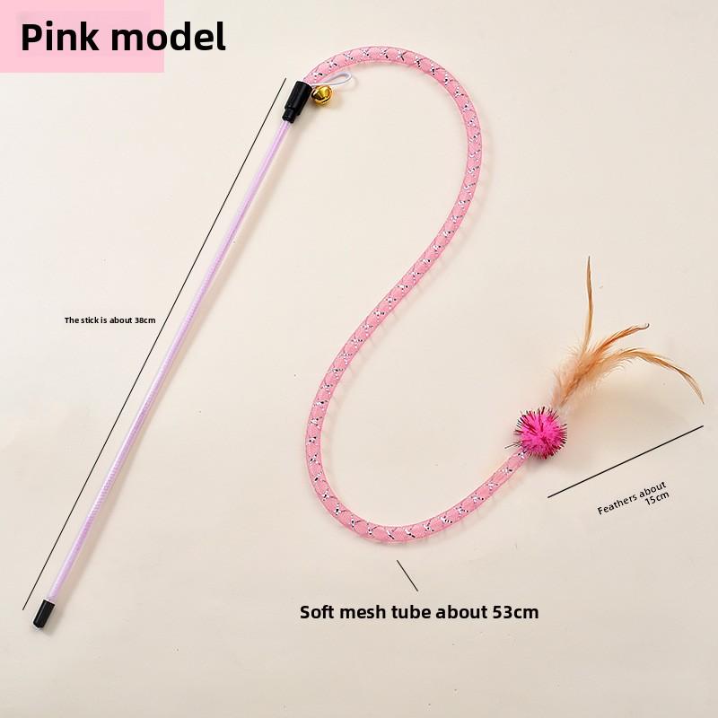 Новая игрушка для кошек на год Змеи, дразнилка для кошек в форме змеи, эластичная сетчатая трубка, шерстяной клубок и перо, интерактивная игрушка для кошек