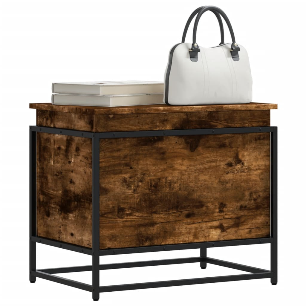 Storage Box with Lid Smoked Oak Finish 60 x 40 x 51.5 cm