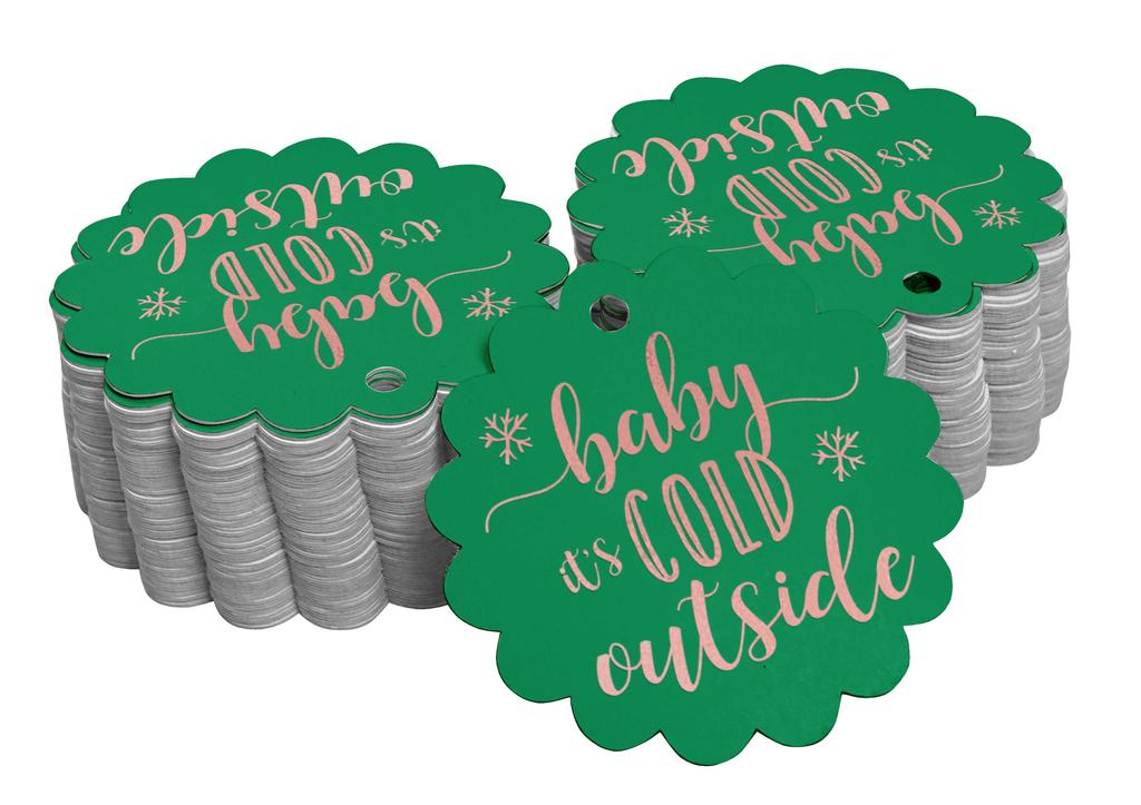 Inkdotpot Gold Foil Paper Hang Tags Baby It's Cold Outside Baby Shower Favor Tags 100