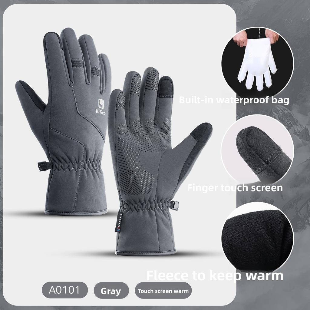 Ветрозащитные Водонепроницаемые Лыжные Теплые Толстые Перчатки для Велоспорта на Открытом Воздухе Осень Зима Сенсорный Экран Нескользящие Износостойкие Перчатки