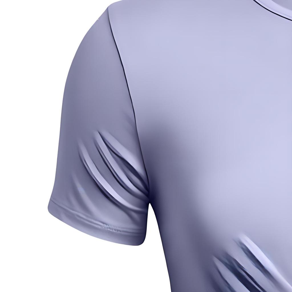 Under Armour UA Motion Crossover Solid Logo Knot Design Round Neck Short Sleeve T Shirt Women Tops Light-Blue Purple 1383647-539