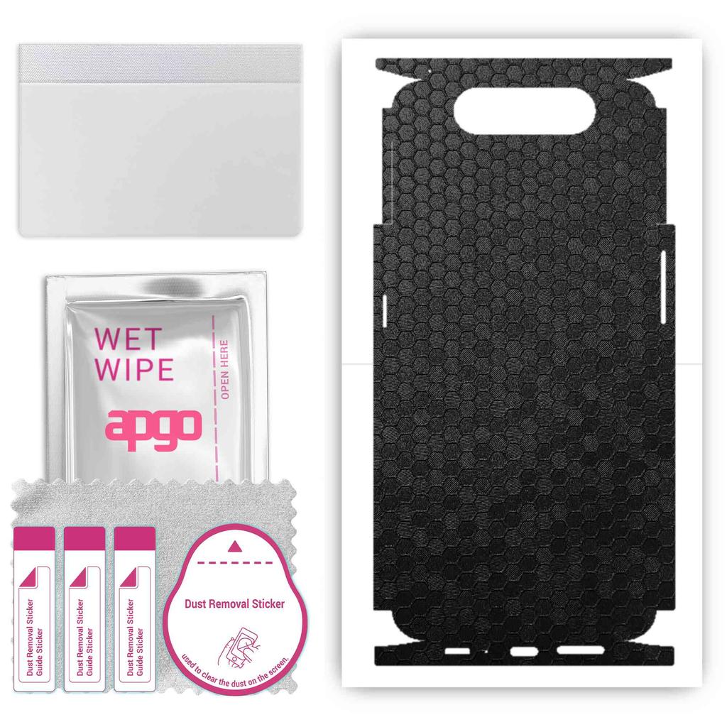 apgo Protective Skin Sticker for the Back+sides Compatible with Samsung Galaxy A80, Full Wrap Film, Foil, Vinyl - Pattern Black Honeycomb