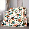 1pc Dogs Floral Lightweight Flannel Blanket, Comfortable and Warm Blanket, for Office and Camping Sofa Bed, Livingroom124