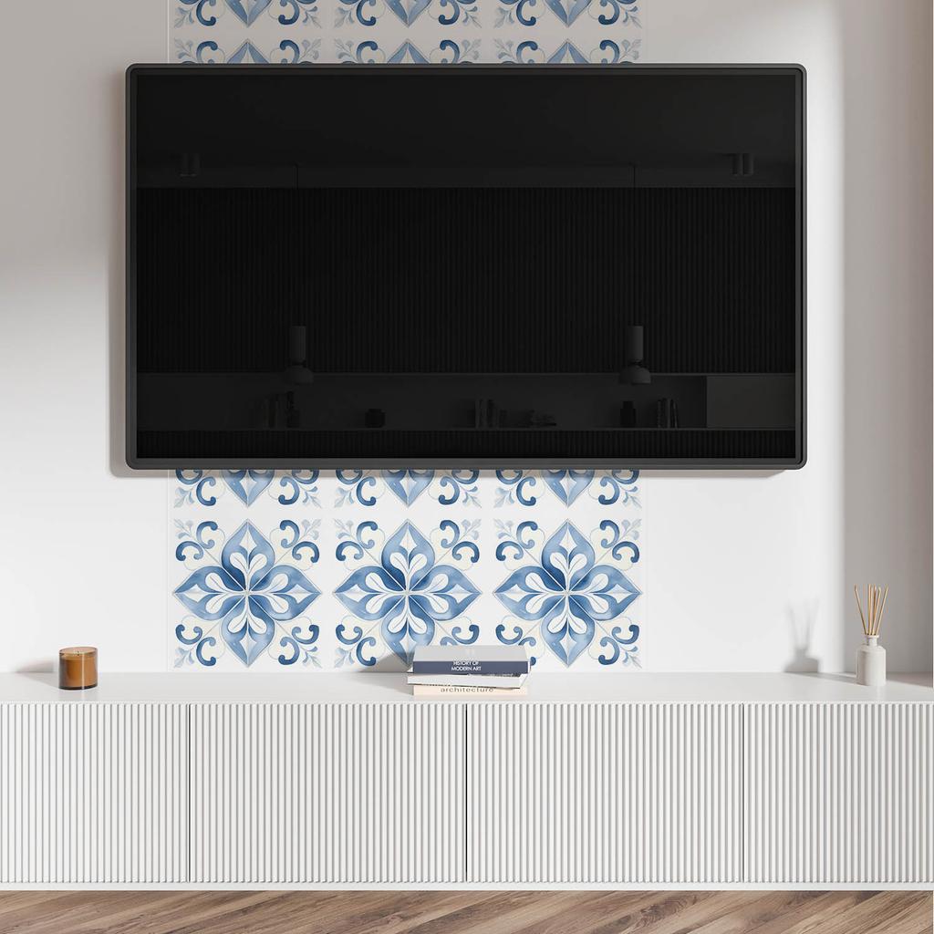 Pack of PVC Tiles with Pattern Self-Adhesive for Bedroom Floral Pattern Tiles 9x30x30 cm