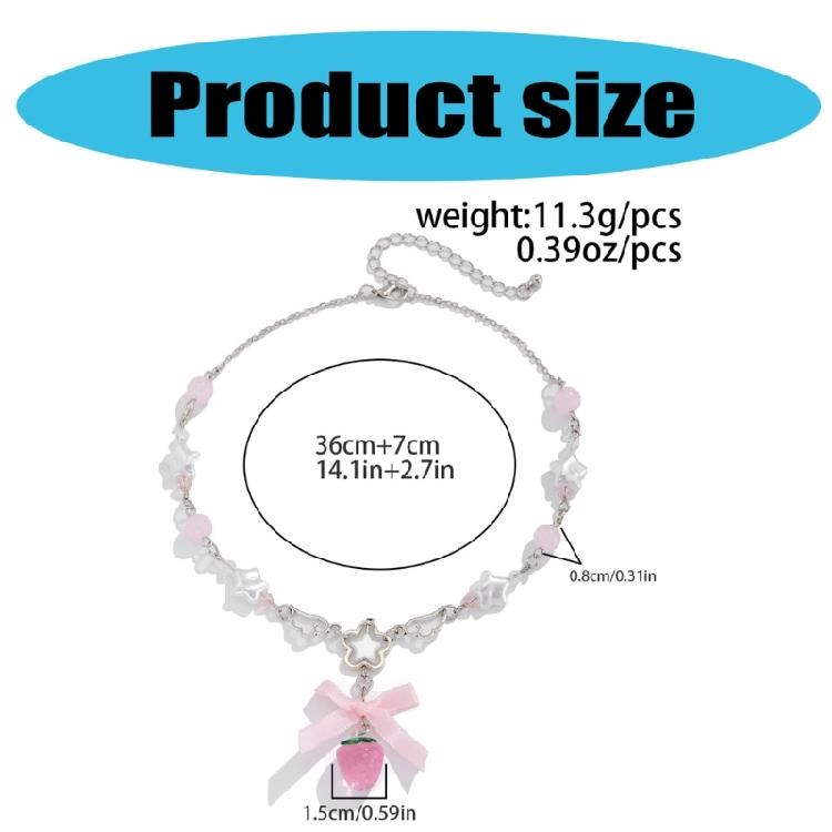 Стильное ожерелье-сердце с клубникой и акцентом в виде бантика, портативное для модных женщин и девушек, милые модные акцентные украшения