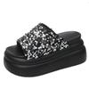 Fashion High Platform Flip-Flops Women's Summer Casual Slippers Crystal 9CM Wedge Slides Bling Chunky Sandals Open Toed Beach Slippers