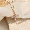 Golden Cross Pendant Necklace for Women 2025 New Personality Fashion Synthetic Zircon Necklace Wedding Jewelry Accessories