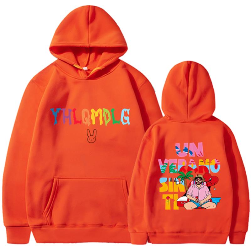 Bad Bunny UN VERANO SIN TI Графическая толстовка с двусторонним принтом, мужские и женские толстовки большого размера, пуловер унисекс, уличная одежда, пальто