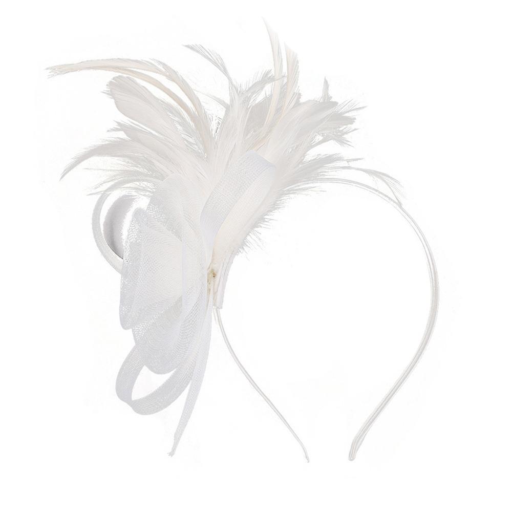 British Feather Headpiece Mesh Flower Hair Accessories Fashion Hair Hoop Wedding Bride