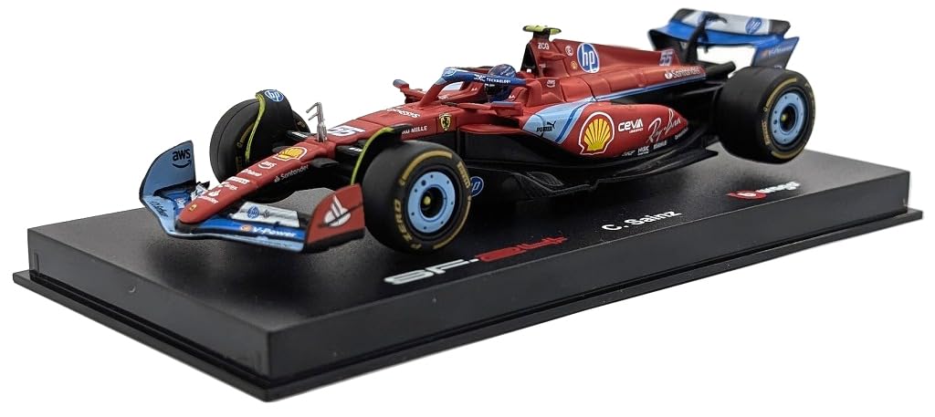 Kyosho BURAGO Ferrari Гран-при Майами 2024 55 Сайнс Пилот Прозрачный Полностью Собранная Модель 1/43 SF-24 Нет. С. младший. В комплекте, Кейс, (18-36843SMIA)