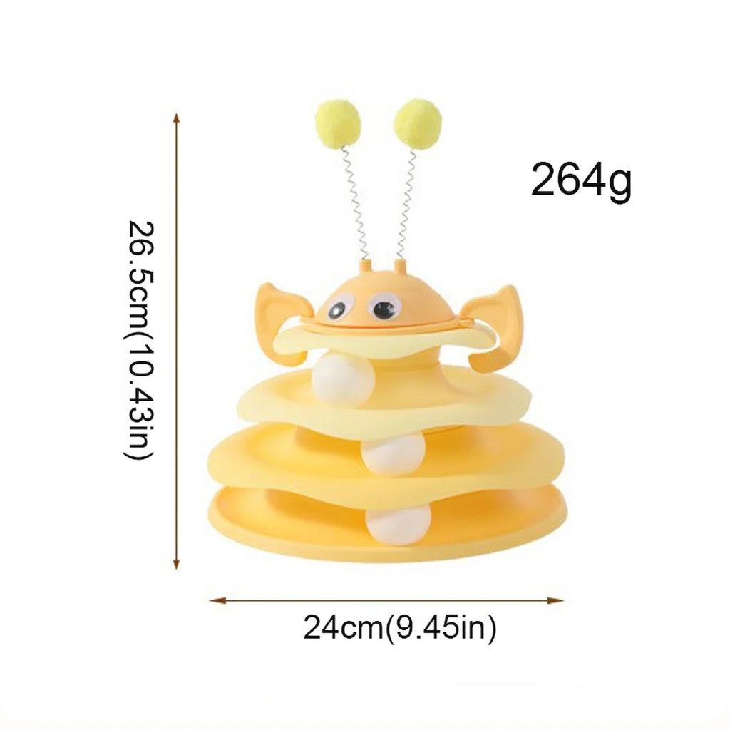 Three Layer Bee Shaped Track Amusement Disc Cat Toy with Detachable Top Swinging Teasing Ball - Clean Design Pets Toy Playing
