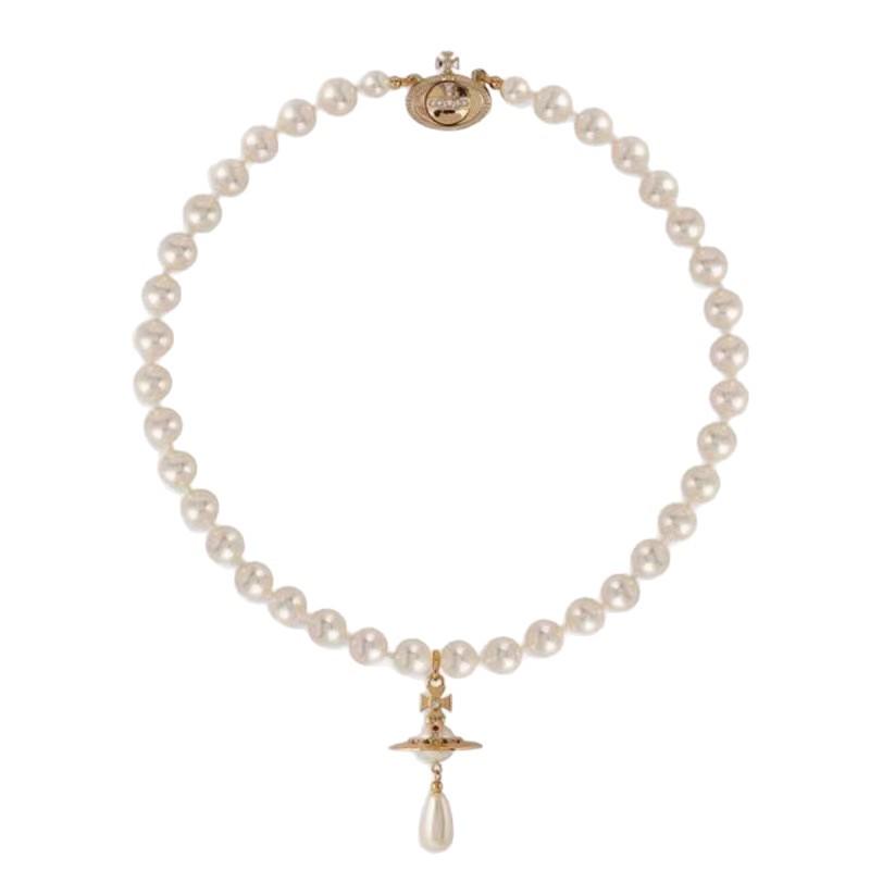 Ожерелье с жемчугом 3D Vivienne вдовствующей императрицы Цыси: Элегантный женский дизайн «Сатурн» в виде капли воды