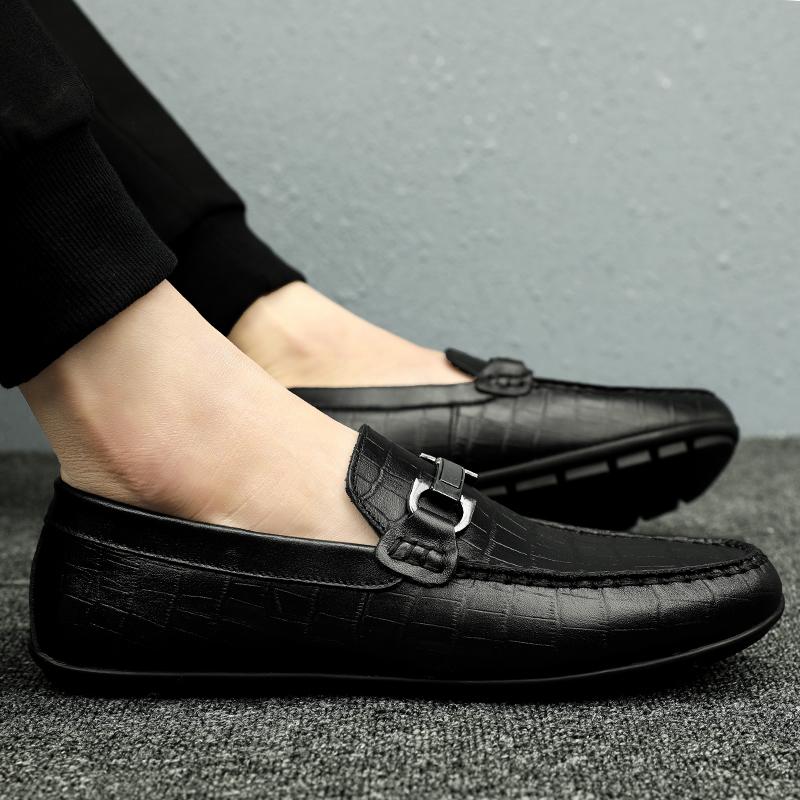 FashionGenuine Leather Men Casual Shoes Retro Luxury Brand Classic Mens Loafers Moccasins Man Quality Breathable Business Slip On Shoes