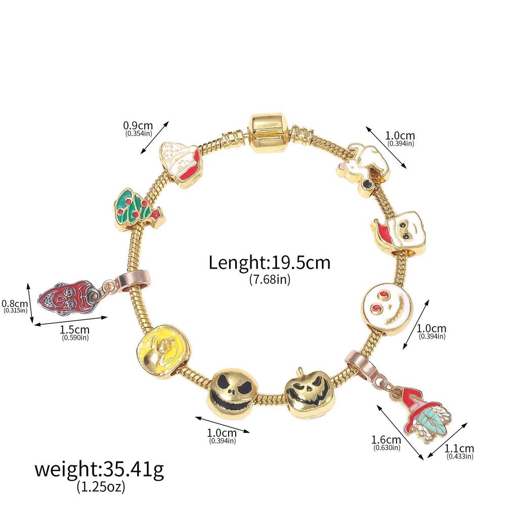 Браслет 'Кошмар перед Рождеством' с тыквой и шармами Джека и Салли