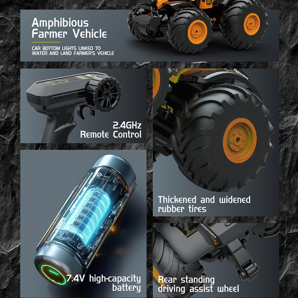 Радиоуправляемый фермерский грузовик 2,4 ГГц, масштаб 1:14, 4WD, вездеход, амфибия, трюковая машина с дистанционным управлением, игрушечный транспорт для бездорожья