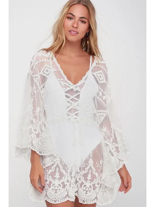 European & American Lace Bikini Cover-Up: Hollow Design, Sun Protection, Beach Vacation Wear