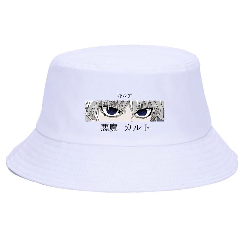 Летняя шляпа с принтом Hunter X Hunter, женская панама-ведро унисекс, дизайнерская кепка с плоским козырьком Zoldyck Hisoka, 90-е годы, шляпа рыбака в стиле аниме