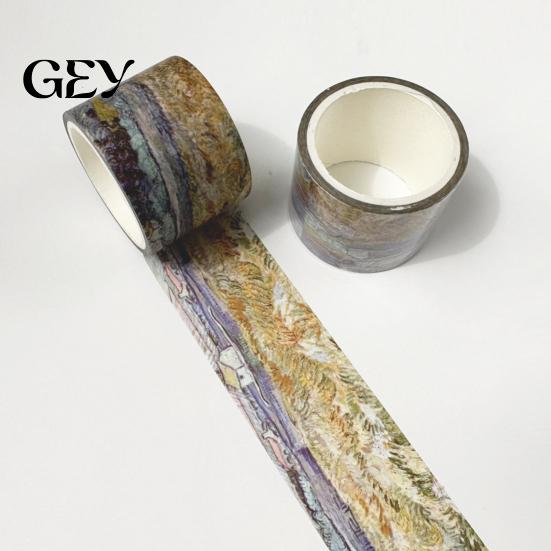 Layering Washi Tape Tape, Oil Painting Decorative Masking Artist Patterns Adhesive Japanese Paper for DIY Crafts, Junk Journal, Gift Wrapping,