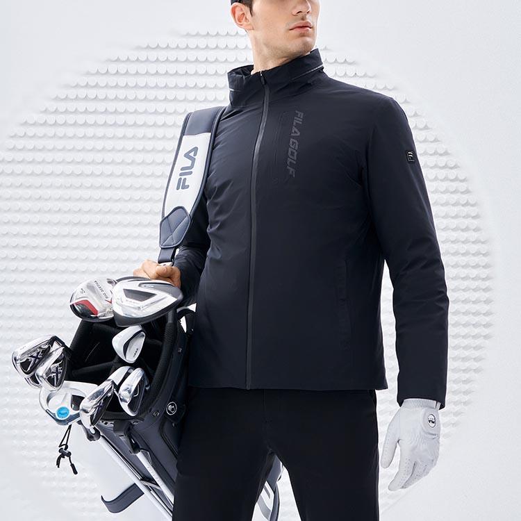 Fila Легкая теплая куртка из гусиного пуха с воротником-стойкой для занятий спортом, мужская, глубоко-черная A11M245906FBK